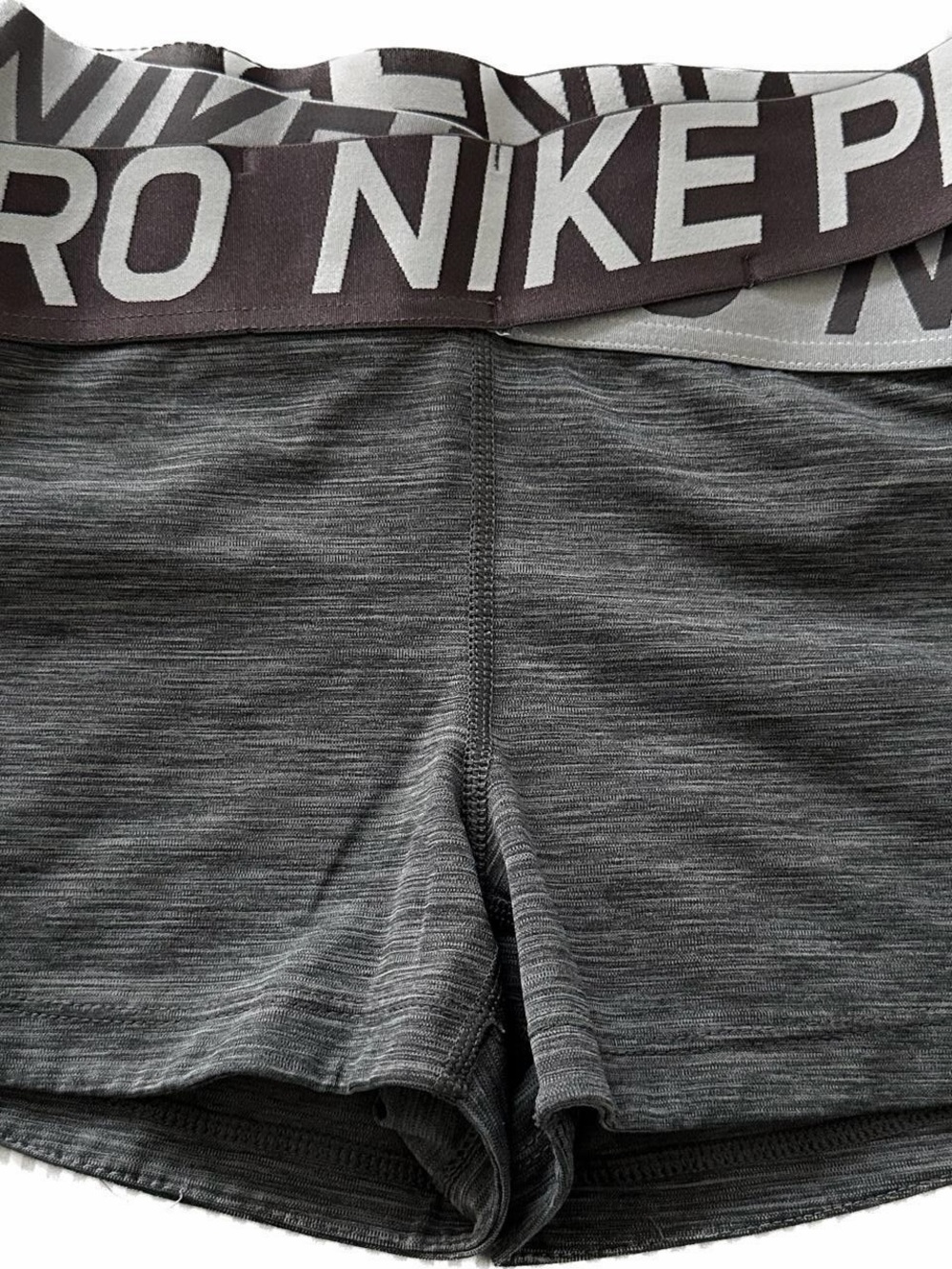 Nike Women’s Charcoal Gray Pro Logo Waistband Athletic Shorts